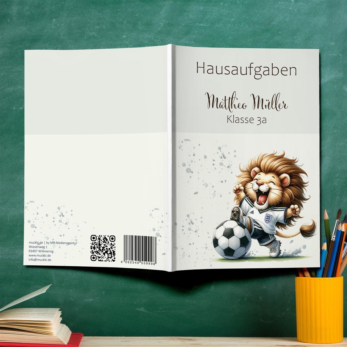 Hausaufgabenheft Fußball 9 DIN A5 - 48 Blatt mit Name und Klasse