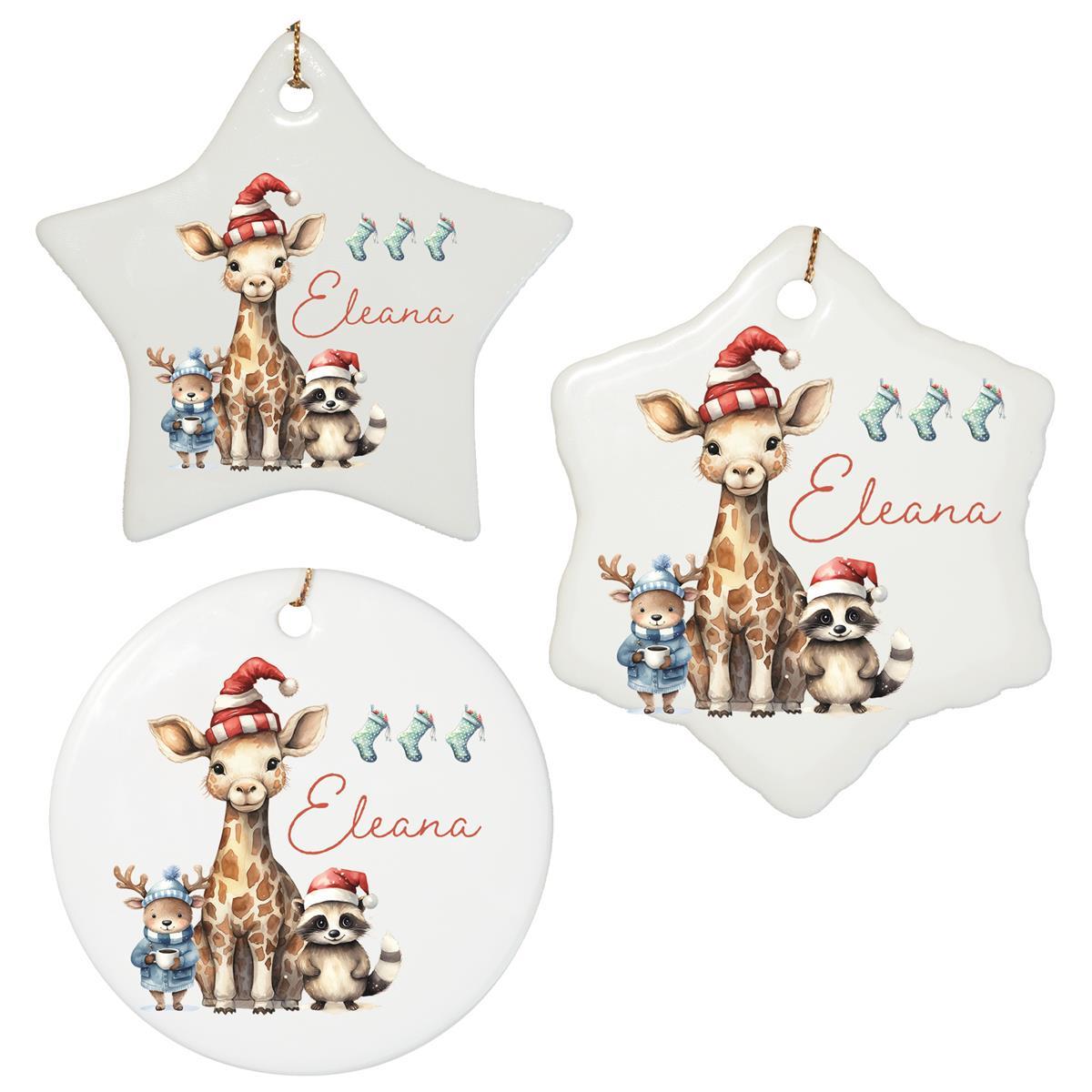 Personalized Christmas Ornaments Animals 1 Name Motif Ceramic Ornament, Christmas Decoration, Christmas Ball, Christmas Tree Ornament