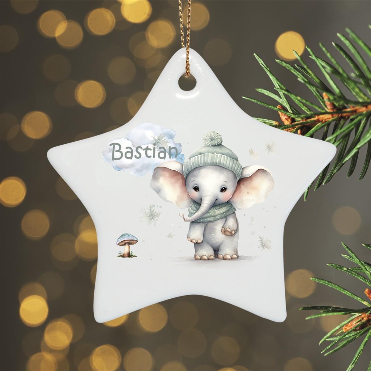 Personalized Christmas Ornament Elephant 1 Name Motif Ceramic Ornament, Christmas Decoration, Christmas Ball, Christmas Tree Decoration various shapes