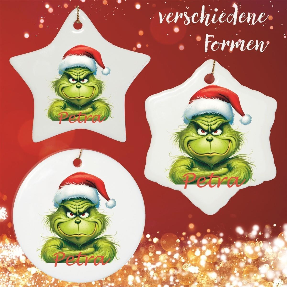 Weihnachtsanhänger personalisiert Grinch 2 Name Motiv Anhänger Keramik, Weihnachtsschmuck, Weihnachtskugel, Christbaumschmuck versch. Formen
