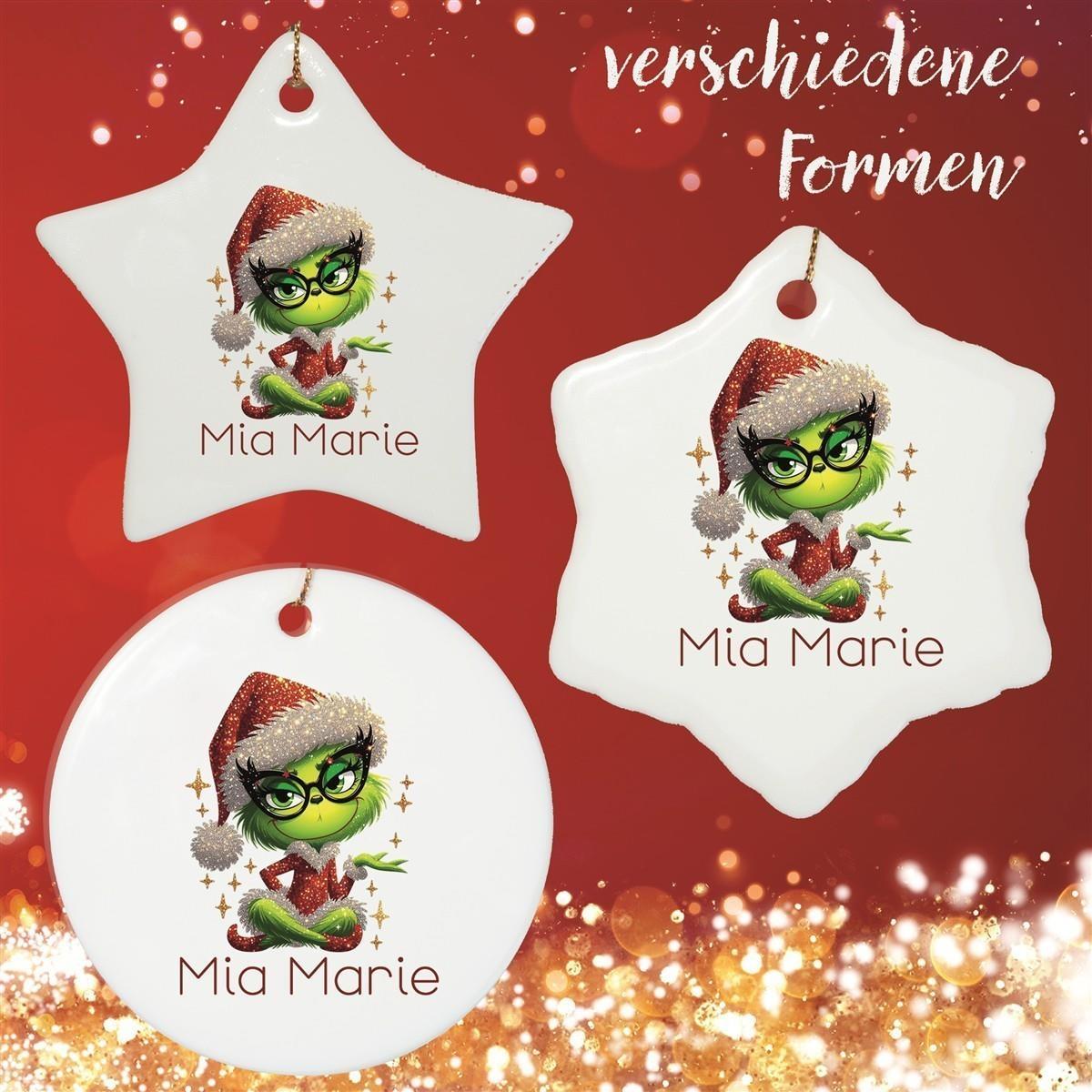 Christmas Ornament Personalized Lady Grinch 4 Name Motif Pendant Ceramic, Christmas Decoration, Christmas Ball, Christmas Tree Ornament various shapes