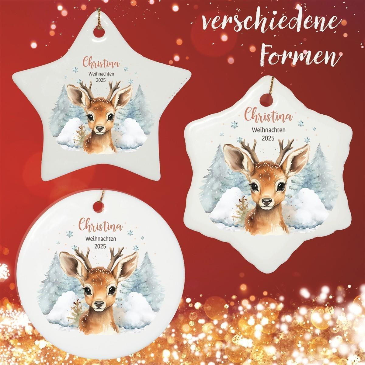 Personalized Reindeer Child 1 Name Christmas Ornament Ceramic Pendant, Christmas Decoration, Christmas Ball, Christmas Tree Ornament various shapes