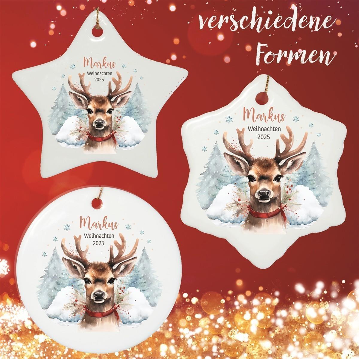 Weihnachtsanhänger personalisiert Rentier Papa 1 Name Motiv Anhänger Keramik, Weihnachtsschmuck, Weihnachtskugel, Christbaumschmuck versch. Formen
