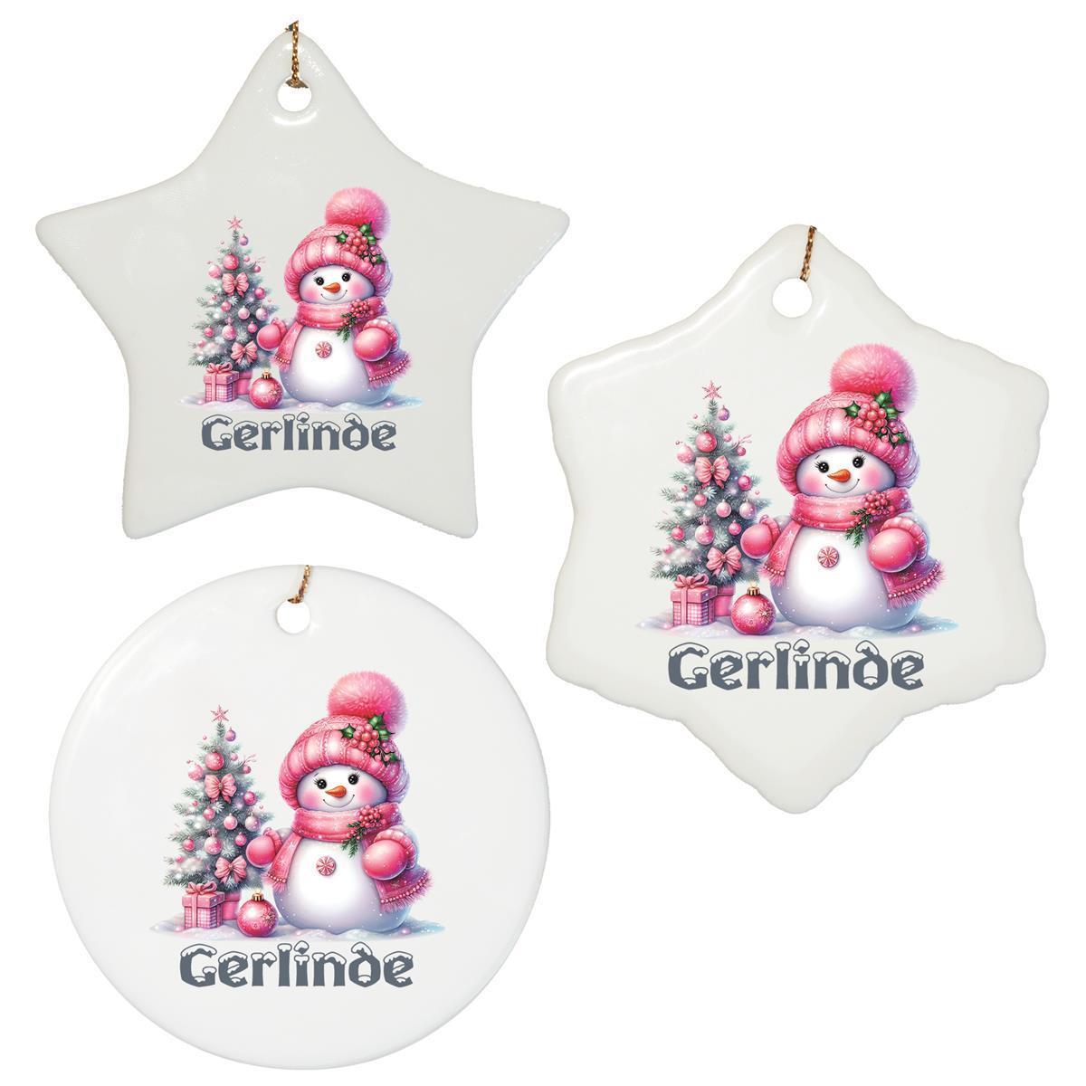 Christmas ornament personalized snowman 3 name motif ceramic pendant, Christmas decoration, Christmas bauble, Christmas tree ornament various shapes