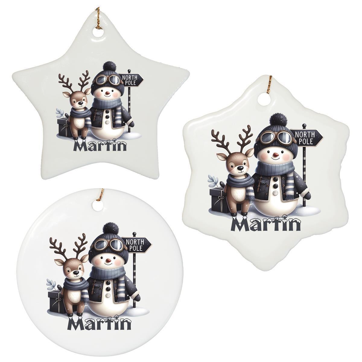 Christmas Ornament Personalized Snowman 5 Name Motif Ceramic Pendant, Christmas Decoration, Christmas Ball, Christmas Tree Ornament various shapes