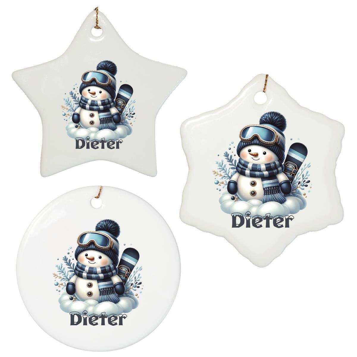 Weihnachtsanhänger personalisiert Schneemann 6 Name Motiv Anhänger Keramik, Weihnachtsschmuck, Weihnachtskugel, Christbaumschmuck versch. Formen