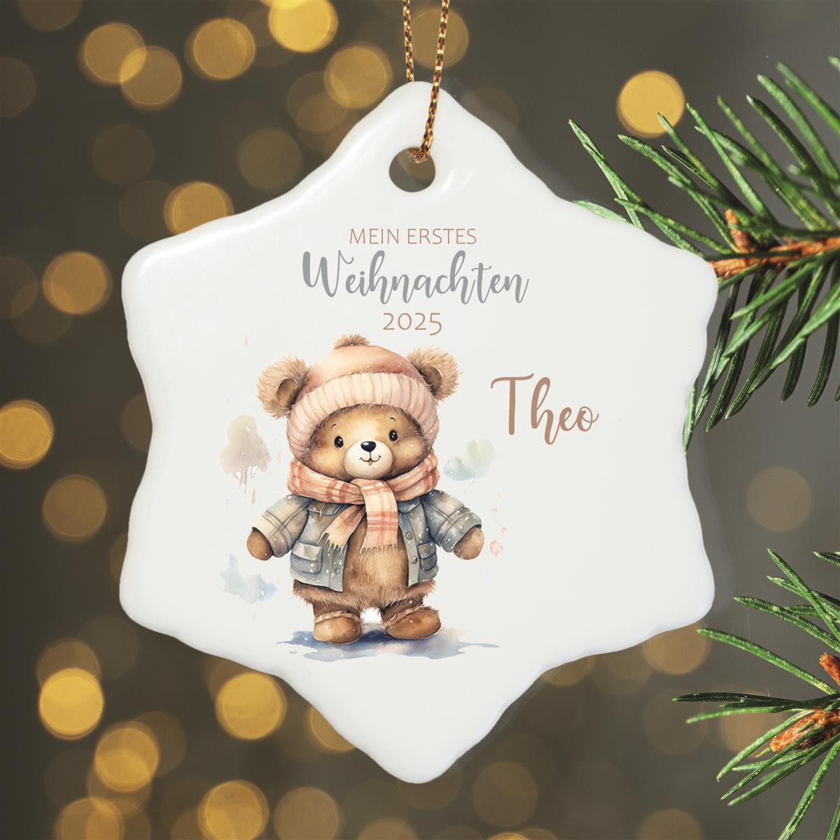 Weihnachtsanhänger personalisiert Teddy mein erstes Weihnachten Name Motiv Anhänger Keramik, Weihnachtsschmuck, Weihnachtskugel, Christbaumschmuck versch. Formen