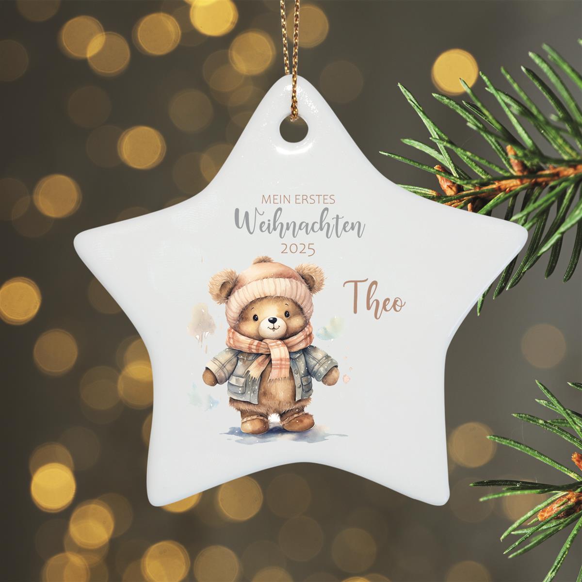 Weihnachtsanhänger personalisiert Teddy mein erstes Weihnachten Name Motiv Anhänger Keramik, Weihnachtsschmuck, Weihnachtskugel, Christbaumschmuck versch. Formen