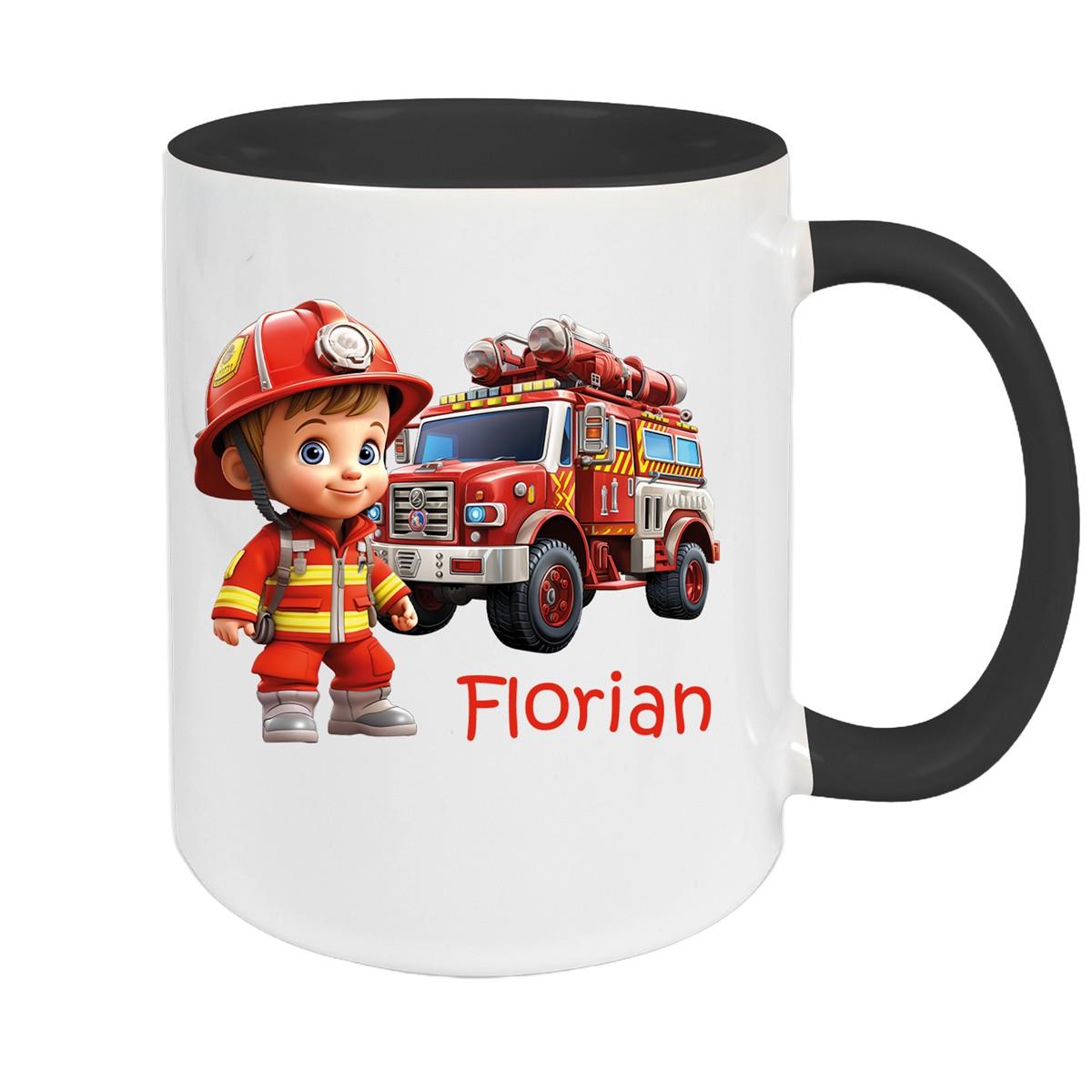 Tasse Wunschname Feuerwehr 2 Keramik Kinderbecher versch. Farben
