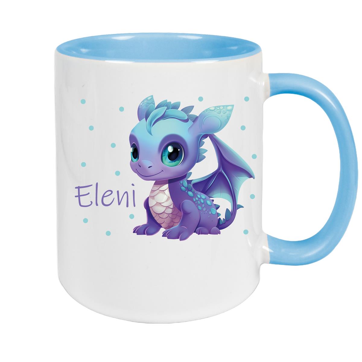 Tasse Wunschname Drache 1 Keramik Kinderbecher versch. Farben