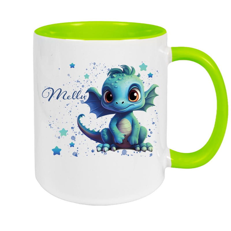 Tasse Wunschname Drache 2 Keramik Kinderbecher versch. Farben