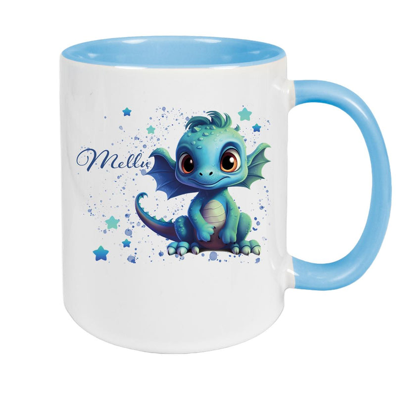 Tasse Wunschname Drache 2 Keramik Kinderbecher versch. Farben