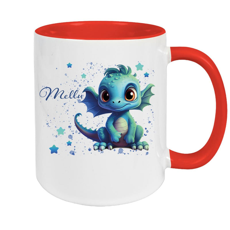 Tasse Wunschname Drache 2 Keramik Kinderbecher versch. Farben