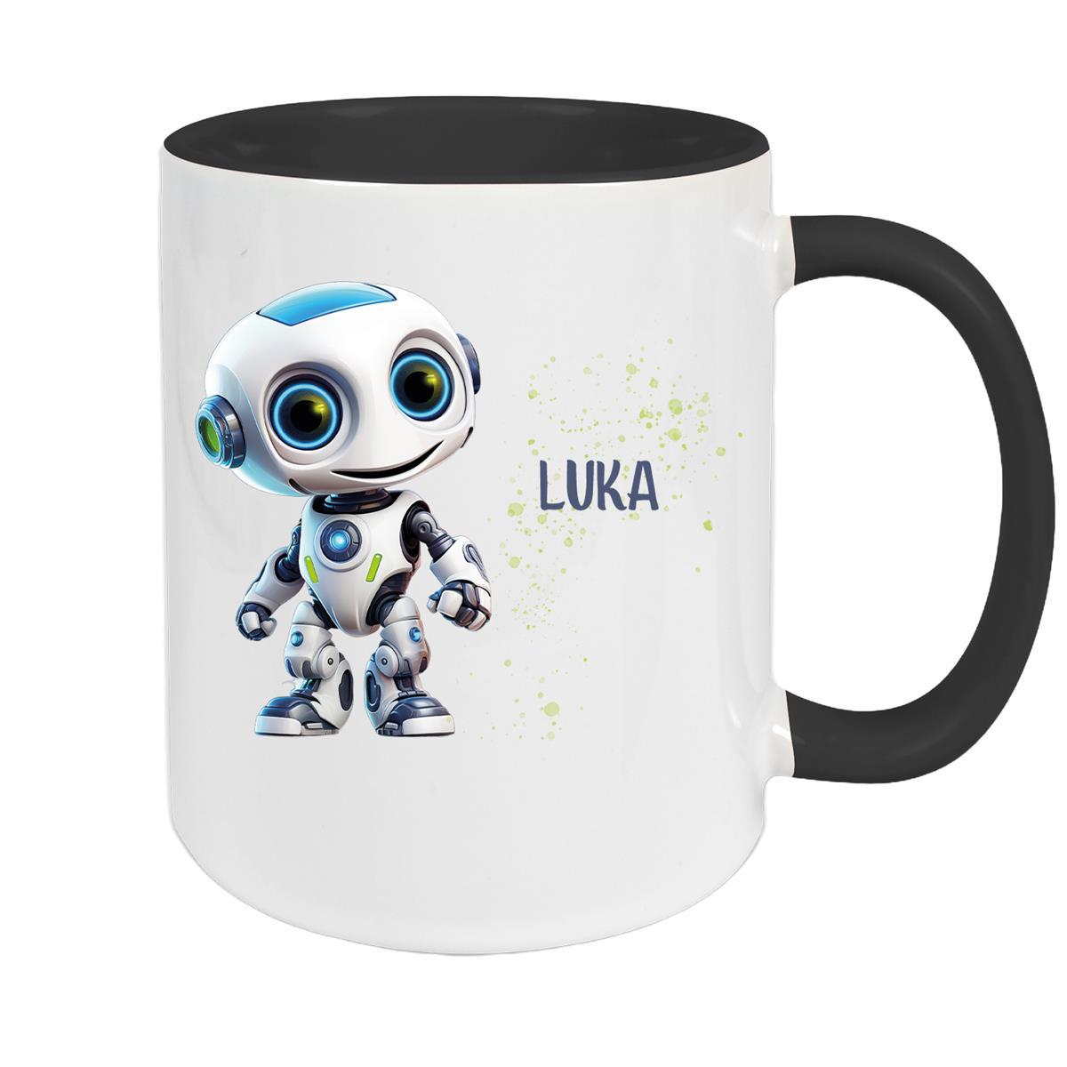 Tasse Wunschname Roboter 1 Keramik Kinderbecher versch. Farben