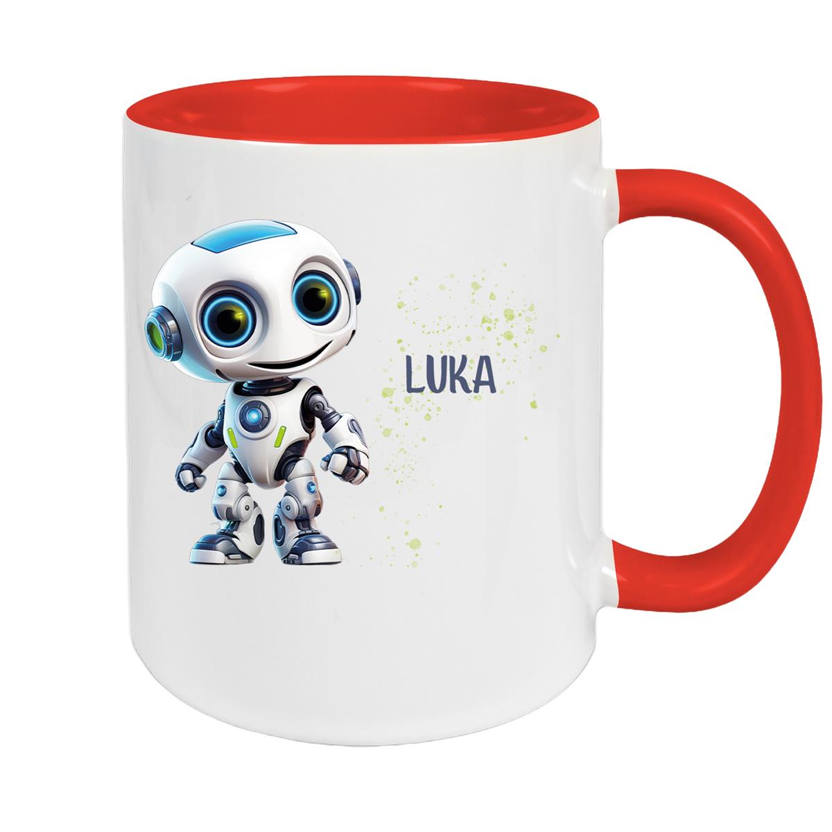 Tasse Wunschname Roboter 1 Keramik Kinderbecher versch. Farben
