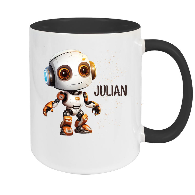 Tasse Wunschname Roboter 3 Keramik Kinderbecher versch. Farben