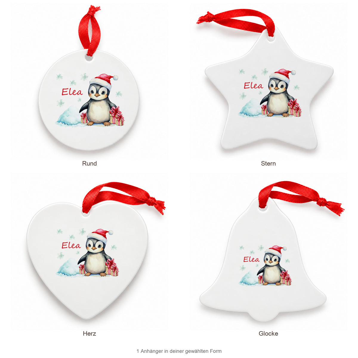 MUCKKI-PRO:9f019c1dca4340edb4849186d0692bef310ecae33eca84fd3dc339b64cf72ffa:Weihnachtsanhänger personalisiert Pinguin – mein erstes Weihnachten mit Wunschnamen – Rund, Stern, Herz oder Glocke