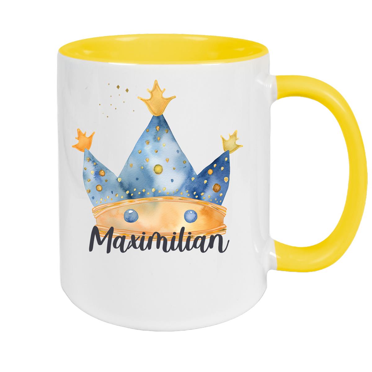 Tasse Prinz Krone 1 Wunschname Keramik Kinderbecher personalisiert versch. Farben