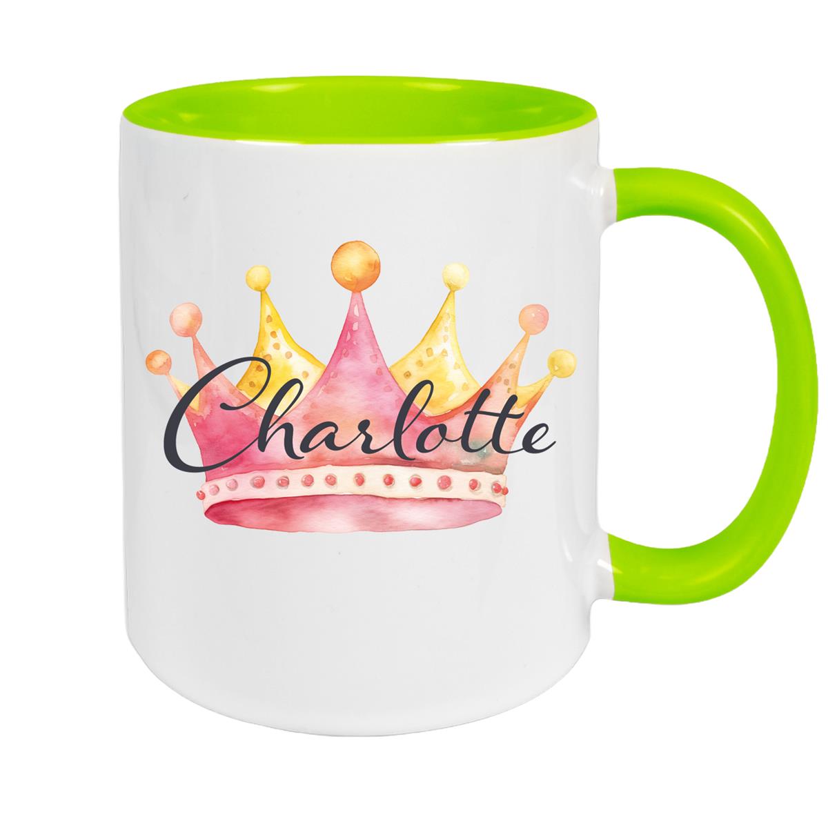 Tasse Krone 2 Wunschname Keramik Kinderbecher personalisiert versch. Farben