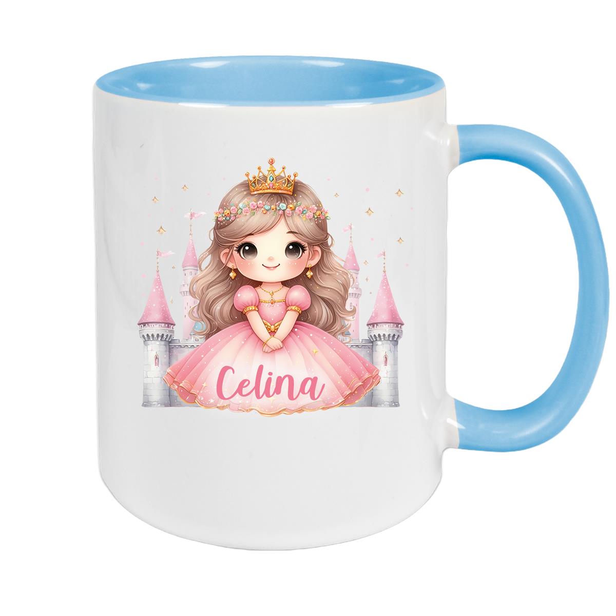 Tasse Kinder Prinzessin 3 Wunschname Keramik Kinderbecher personalisiert versch. Farben