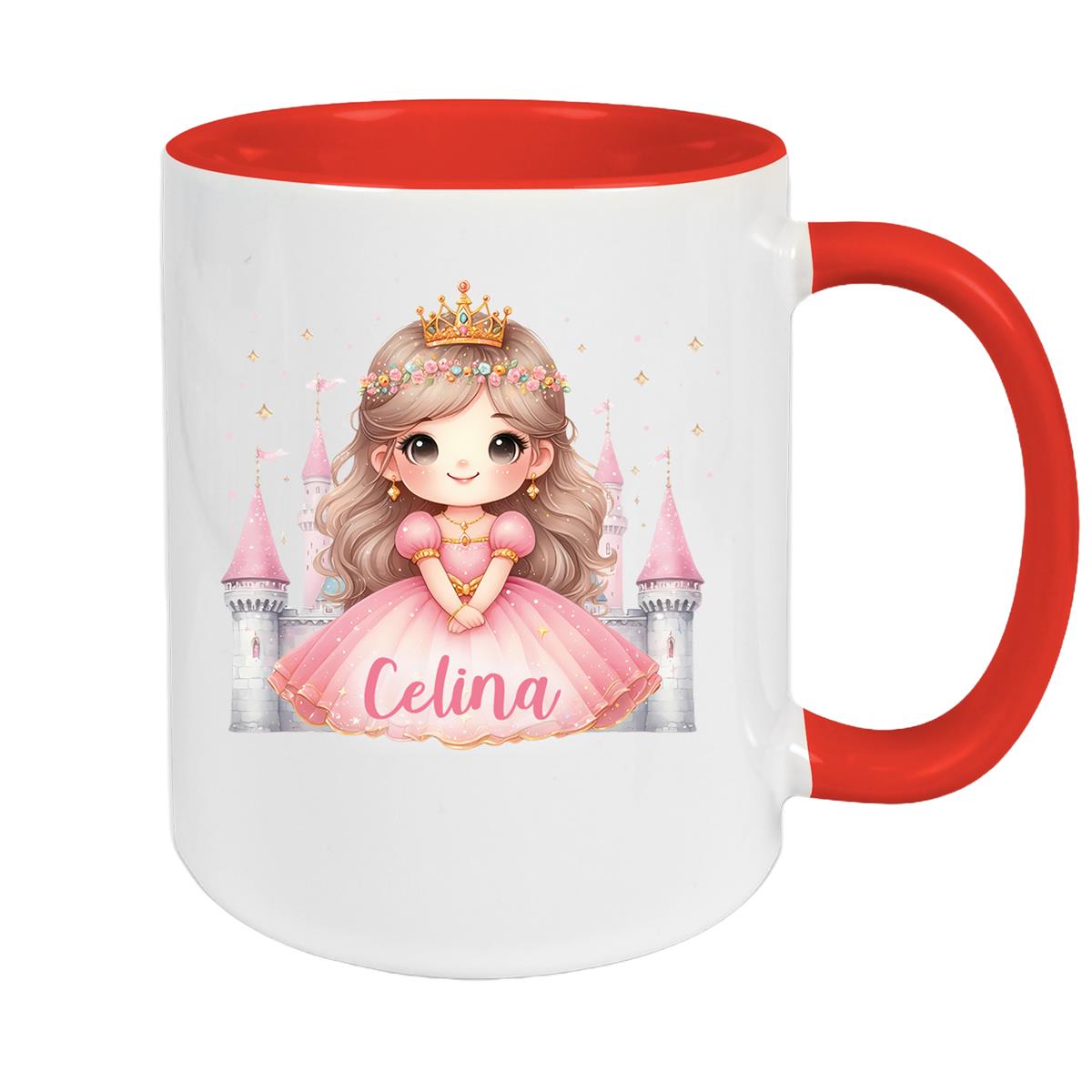 Tasse Kinder Prinzessin 3 Wunschname Keramik Kinderbecher personalisiert versch. Farben