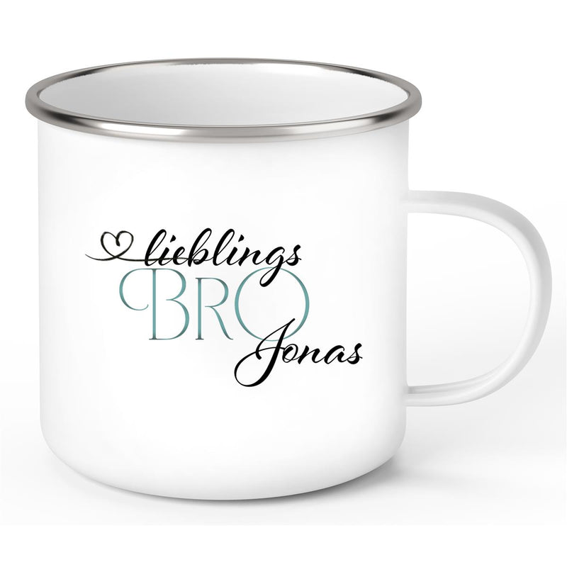 Tasse Wunschname Lieblings-BRO 1 Emaille personalisiert