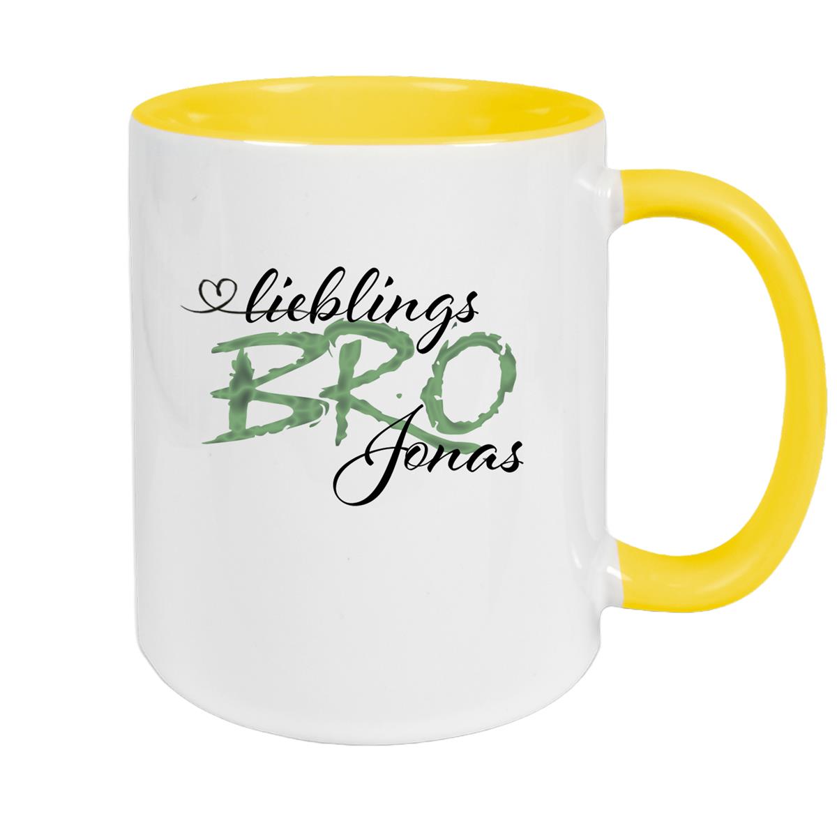 Tasse Wunschname Lieblings-BRO 2 personalisiert Keramik Becher versch. Farben