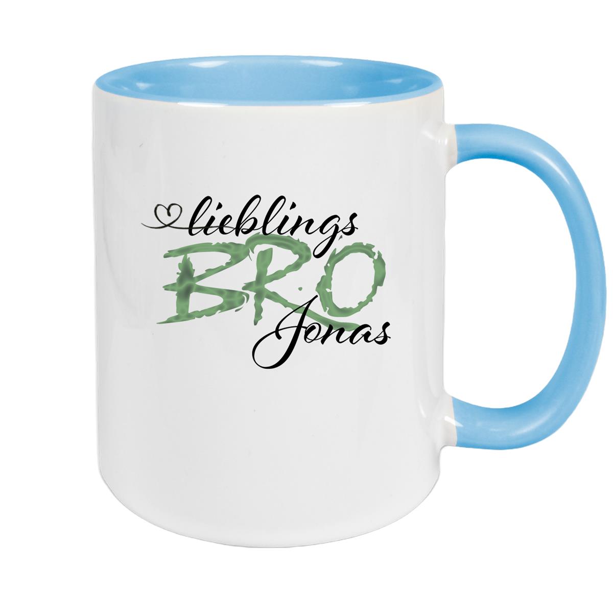 Tasse Wunschname Lieblings-BRO 2 personalisiert Keramik Becher versch. Farben