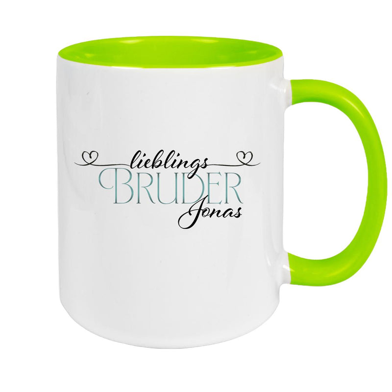 Tasse Wunschname Lieblings-Bruder 1 personalisiert Keramik Becher versch. Farben