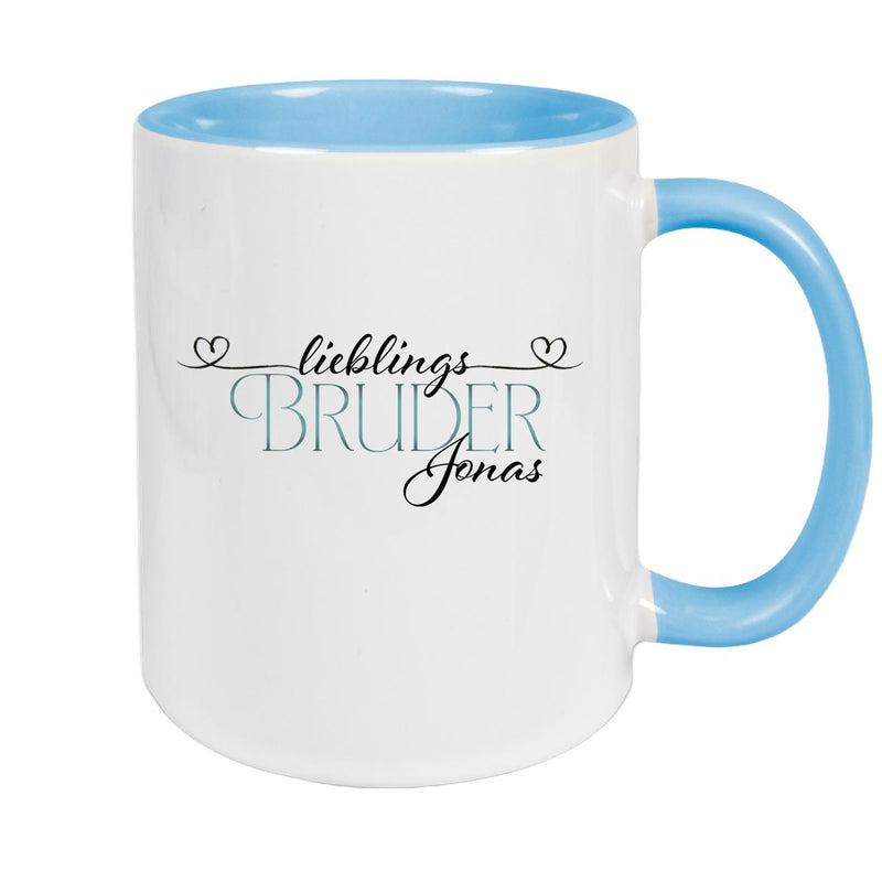Tasse Wunschname Lieblings-Bruder 1 personalisiert Keramik Becher versch. Farben