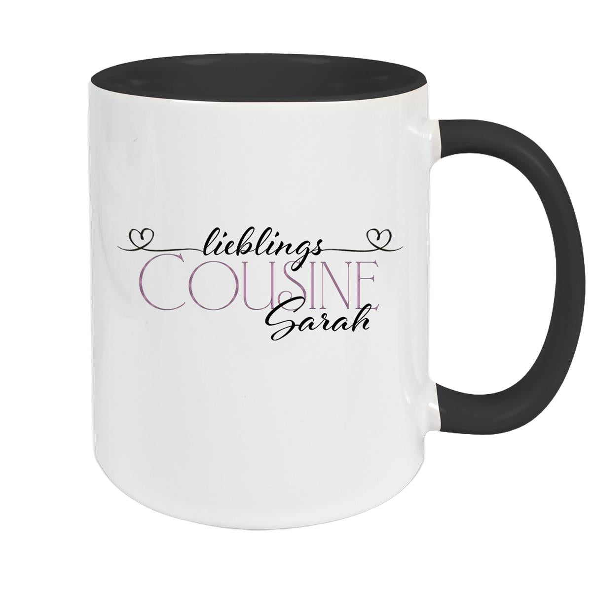 Tasse Wunschname Lieblings-Cousine 1 personalisiert Keramik Becher versch. Farben