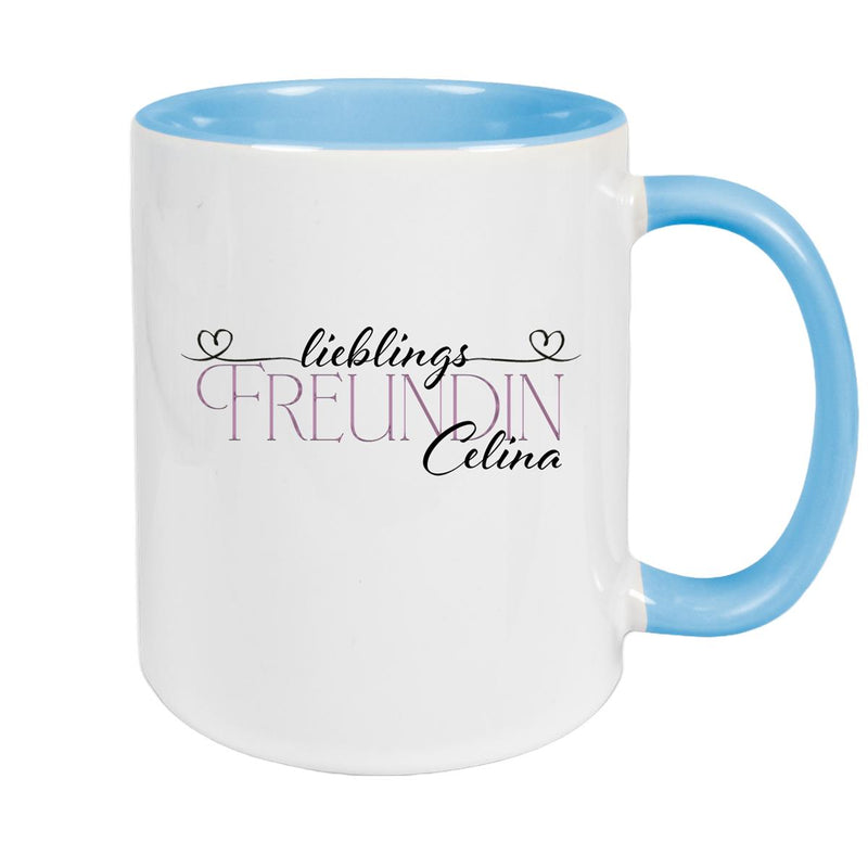 Tasse Wunschname Lieblings-Freundin 1 personalisiert Keramik Becher versch. Farben