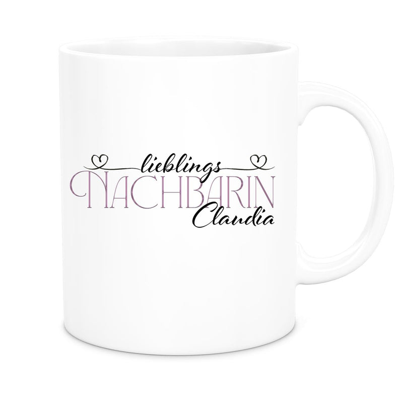 Tasse Wunschname Lieblings-Nachbarin 1 personalisiert Keramik Becher versch. Farben