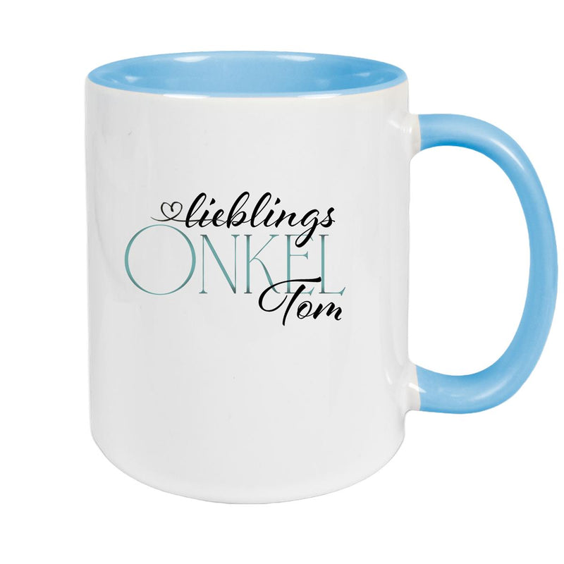 Tasse Wunschname Lieblings-Onkel 1 personalisiert Keramik Becher versch. Farben