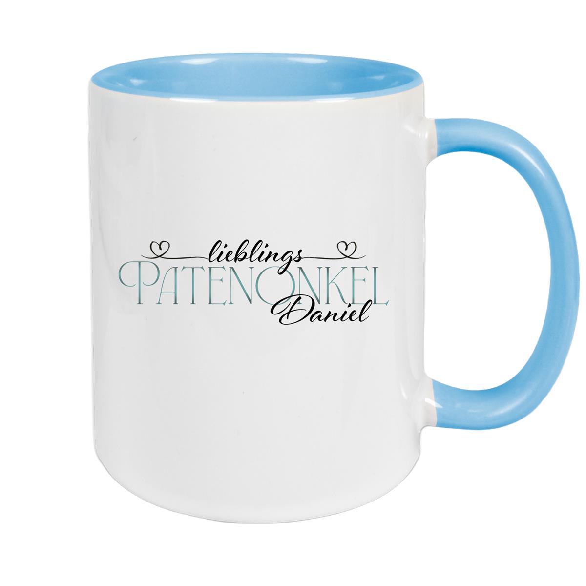 Tasse Wunschname Lieblings-Patenonkel 1 personalisiert Keramik Becher versch. Farben