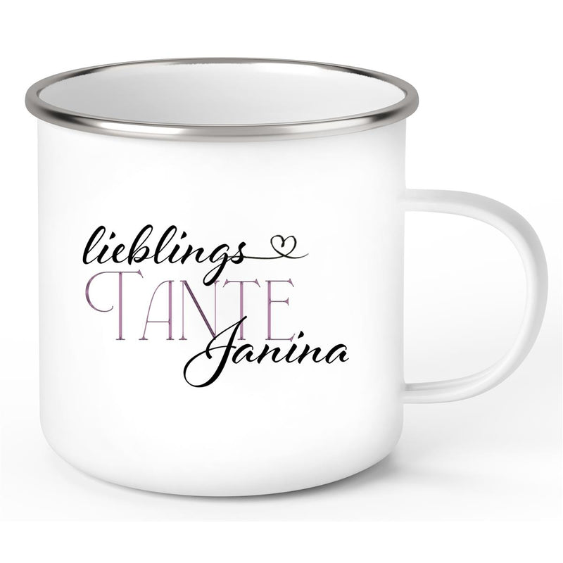 Tasse Wunschname Lieblings-Tante 1 Emaille personalisiert