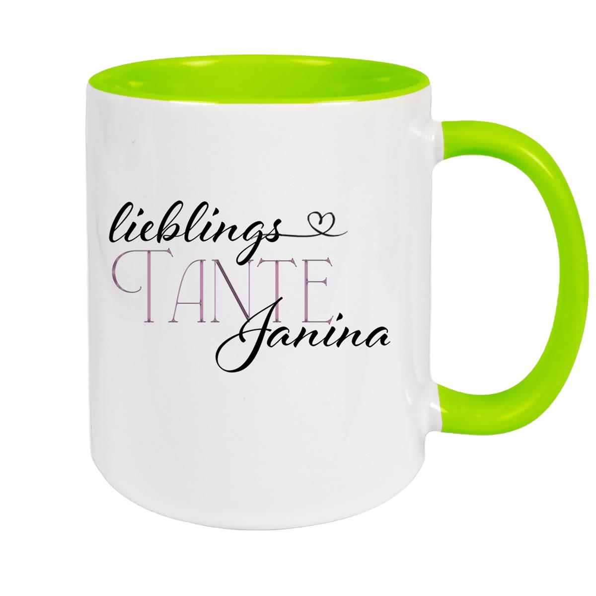 Tasse Wunschname Lieblings-Tante 1 personalisiert Keramik Becher versch. Farben