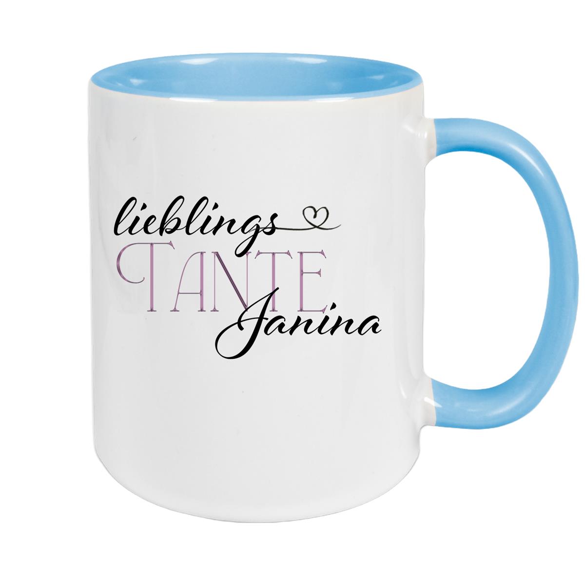 Tasse Wunschname Lieblings-Tante 1 personalisiert Keramik Becher versch. Farben