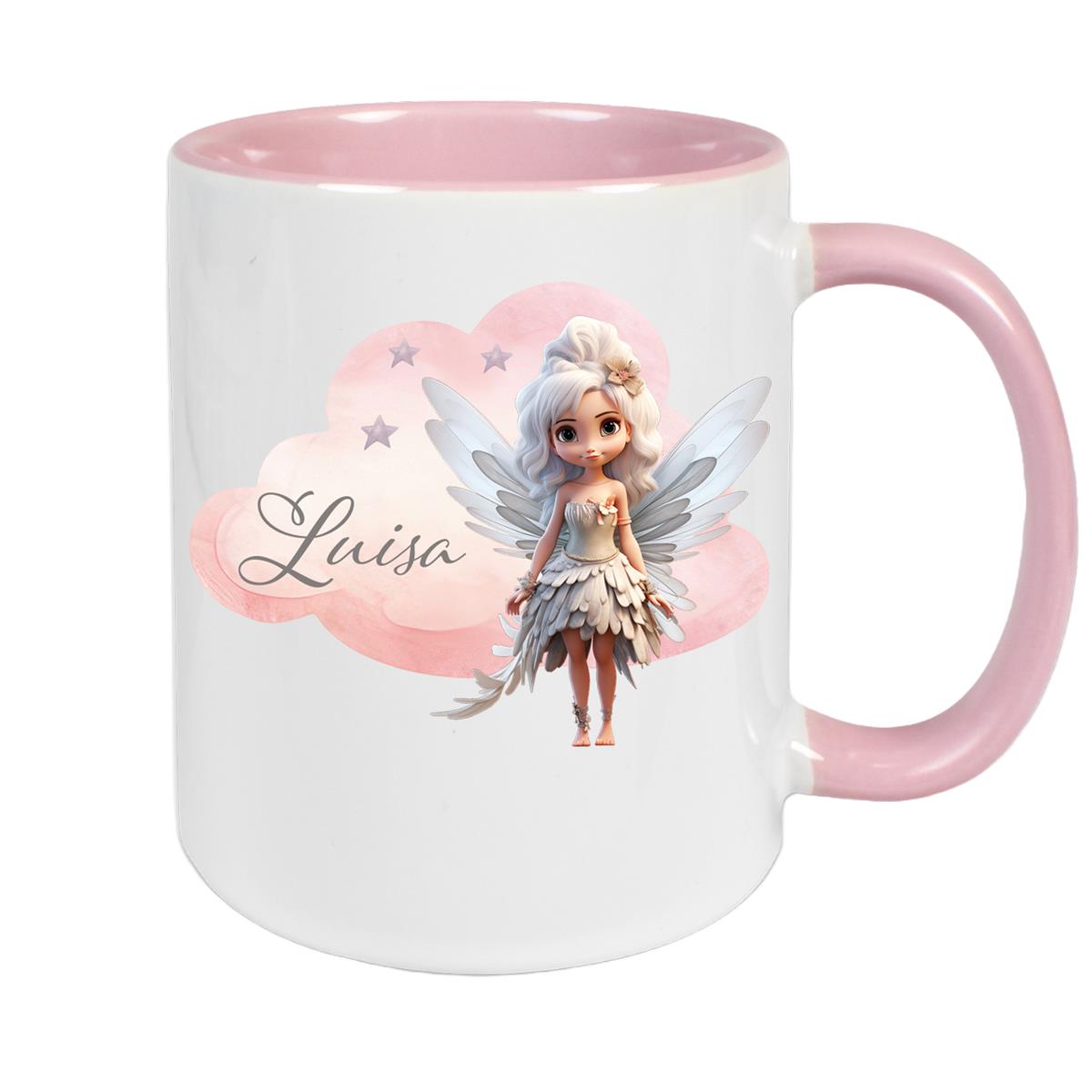 Tasse Fee 1 Wunschname Keramik Kinderbecher personalisiert versch. Farben