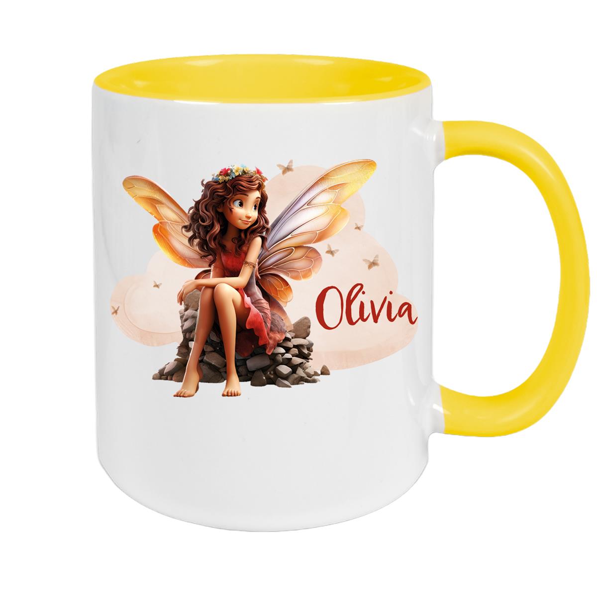 Tasse Fee 2 Wunschname Keramik Kinderbecher personalisiert versch. Farben
