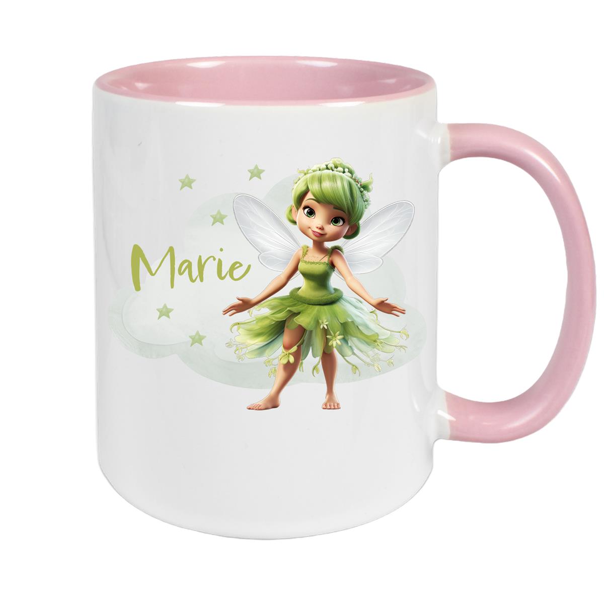 Tasse Fee 3 Wunschname Keramik Kinderbecher personalisiert versch. Farben