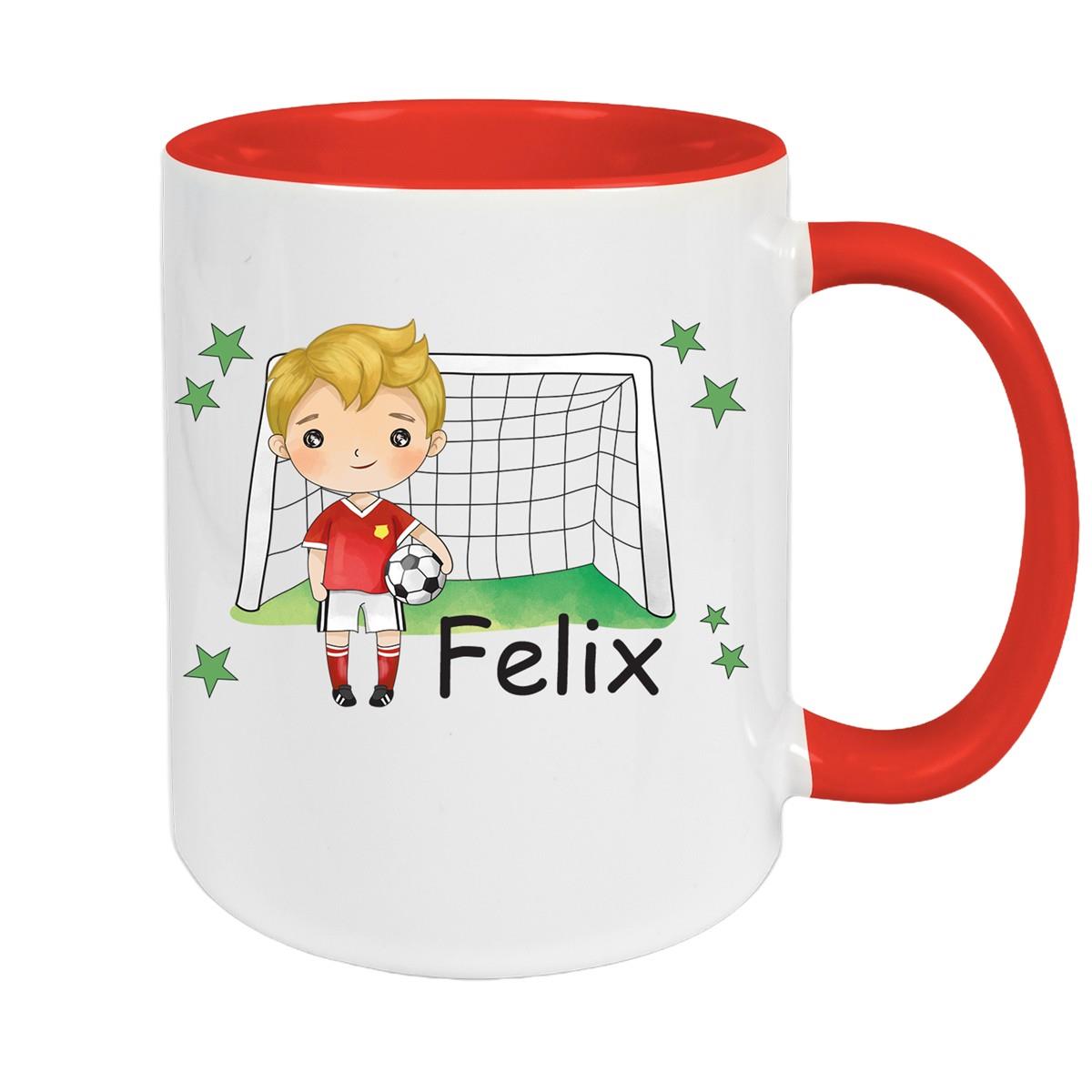 Tasse Fußball 1 Wunschname Keramik Kinderbecher personalisiert versch. Farben