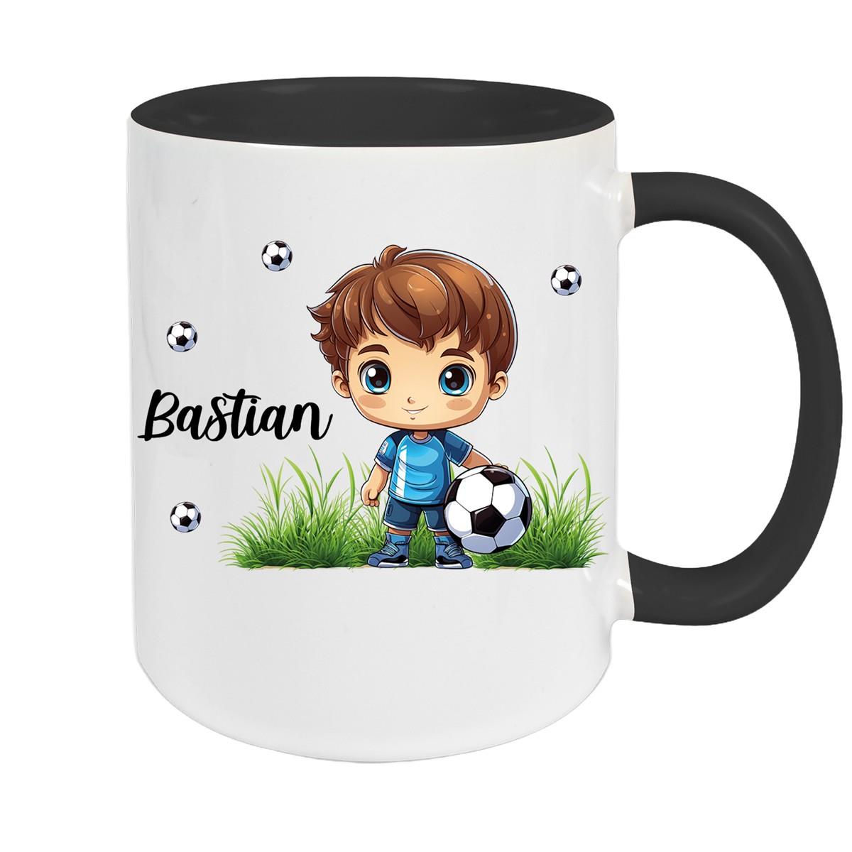 Tasse Fußball 6 Wunschname Keramik Kinderbecher personalisiert versch. Farben
