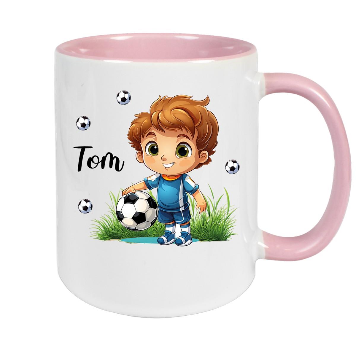 Tasse Fußball 7 Wunschname Keramik Kinderbecher personalisiert versch. Farben