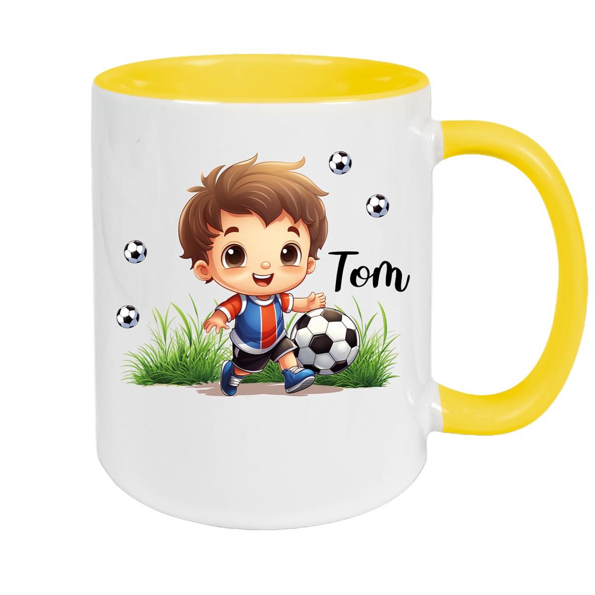 Tasse Fußball 8 Wunschname Keramik Kinderbecher personalisiert versch. Farben