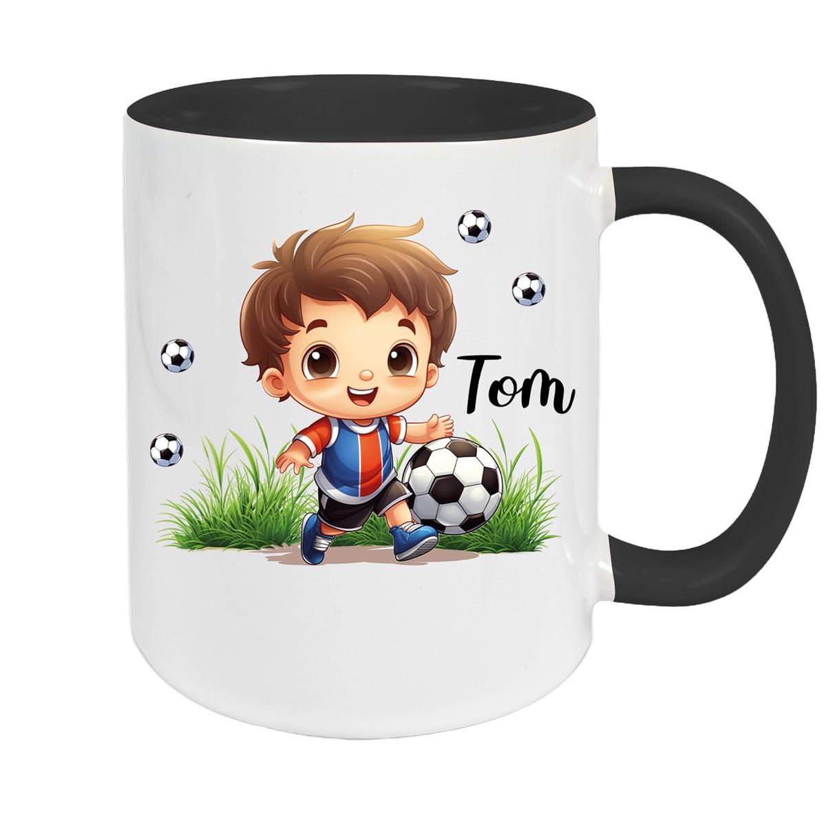 Tasse Fußball 8 Wunschname Keramik Kinderbecher personalisiert versch. Farben