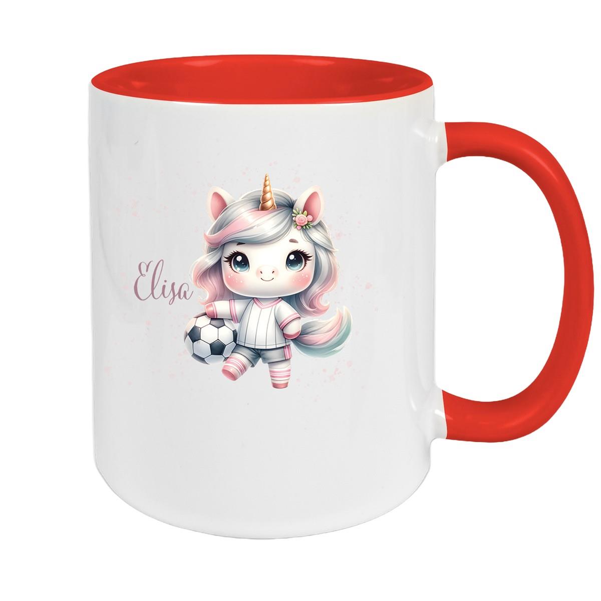Tasse Fußball 10 Wunschname Keramik Kinderbecher personalisiert versch. Farben
