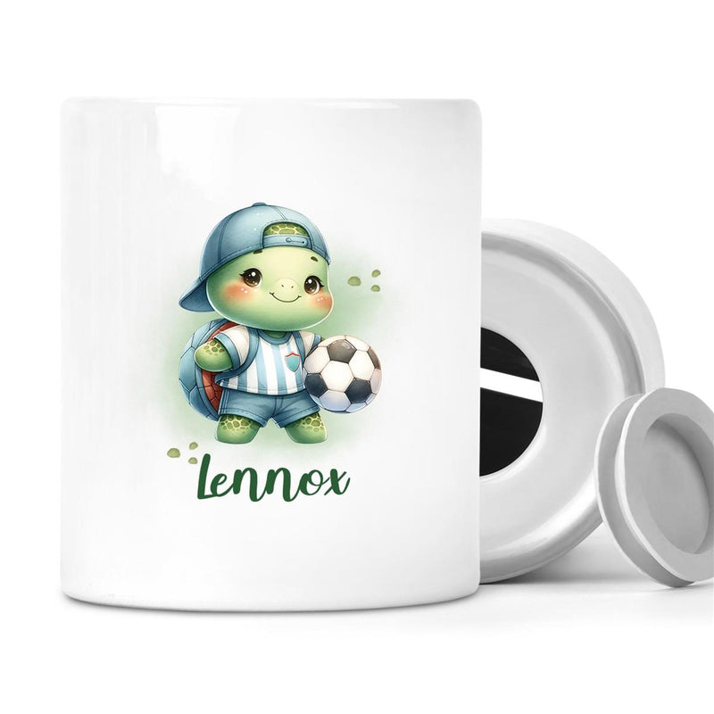 Spardose mit Wunschname Fußball 14 personalisiert
