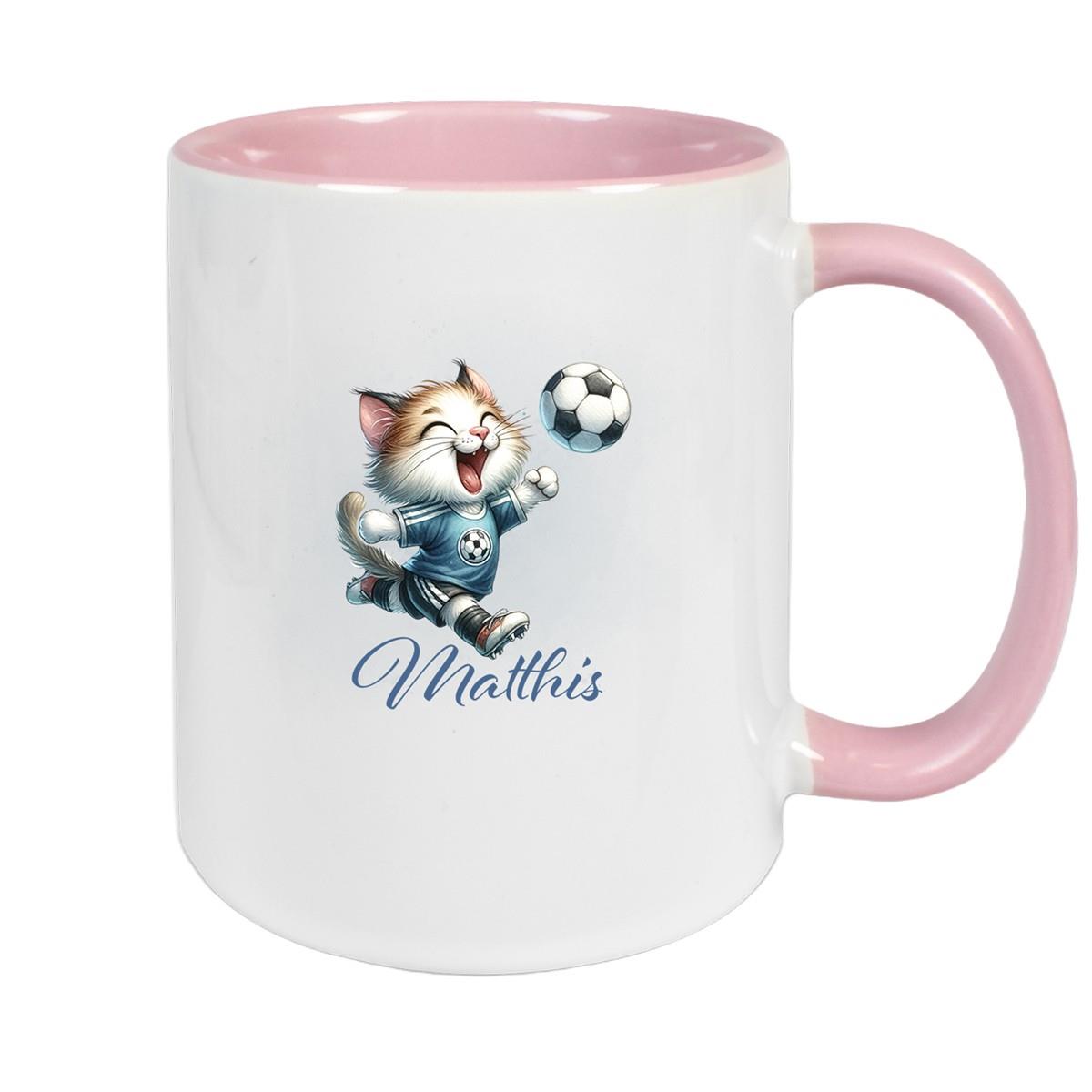 Mug with Custom Name Football 18 Personalized Cat Ceramic Children's Mug various colors