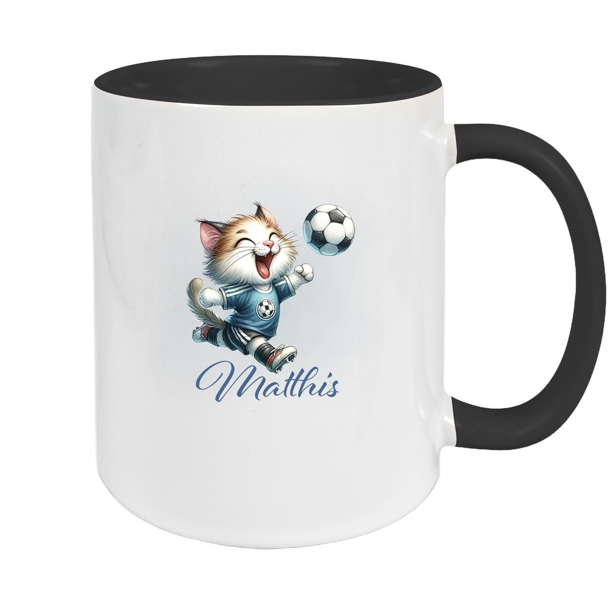 Mug with Custom Name Football 18 Personalized Cat Ceramic Children's Mug various colors